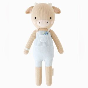 Cuddle + Kind Asher the Cow hand-knit doll. Small size (13”)